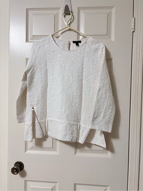 J. Crew Cream Textured Long-Sleeve Zip-Hem Tunic | Sz 6